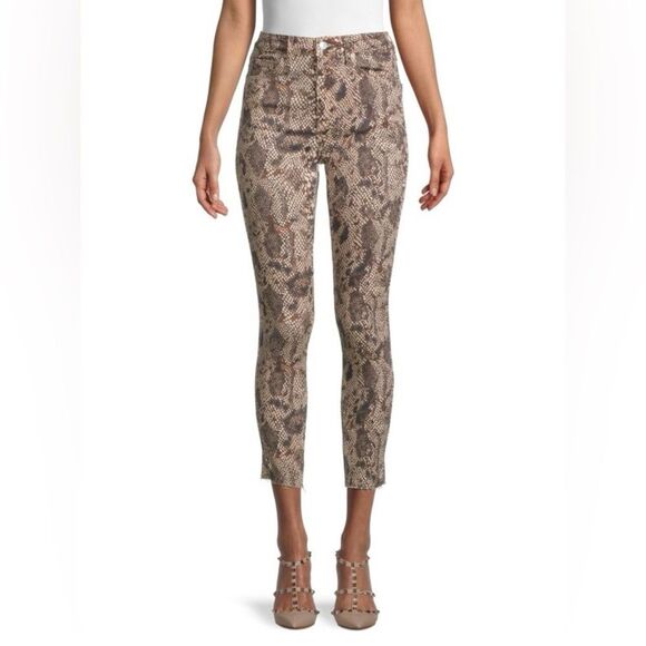 NWT FREE PEOPLE | High Rise Two Faced Snakeskin Print Cropped Skinny Jeans 27 - Picture 1 of 10